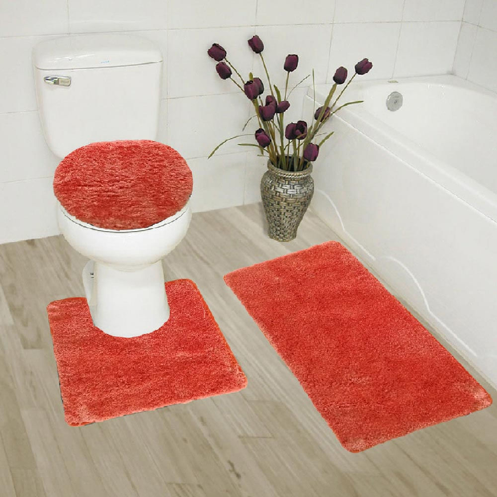 Home Collection - Juego de alfombras de baño de 3 piezas, alfombra de baño  suave y antideslizante, tapete de baño de felpilla absorbente, alfombras de