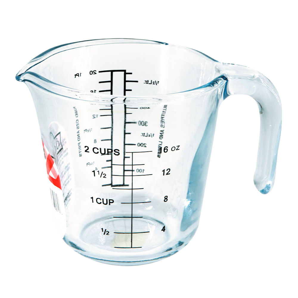  DOITOOL 1 taza medidora de vidrio transparente de 2 tazas con  medidas para cocina, bar, hogar (seguro para microondas) : Hogar y Cocina