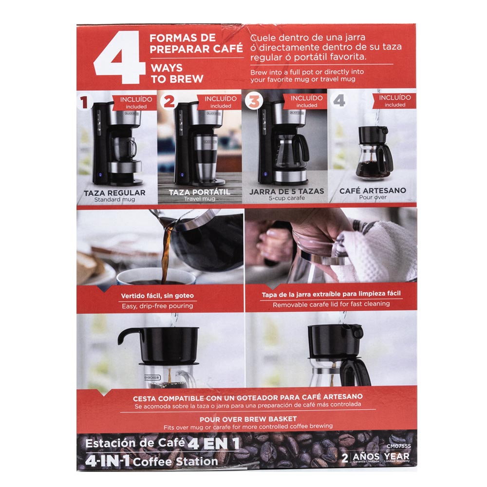 Cafetera 4 En 1 Black&decker Cm0755s 5 Tazas Color Negro