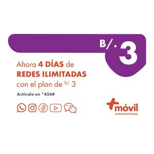 Tarjeta Prepago Más Movil B/.3