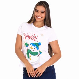 Camiseta Navideña Manga Corta Navideña Miro Christmas Para Dama