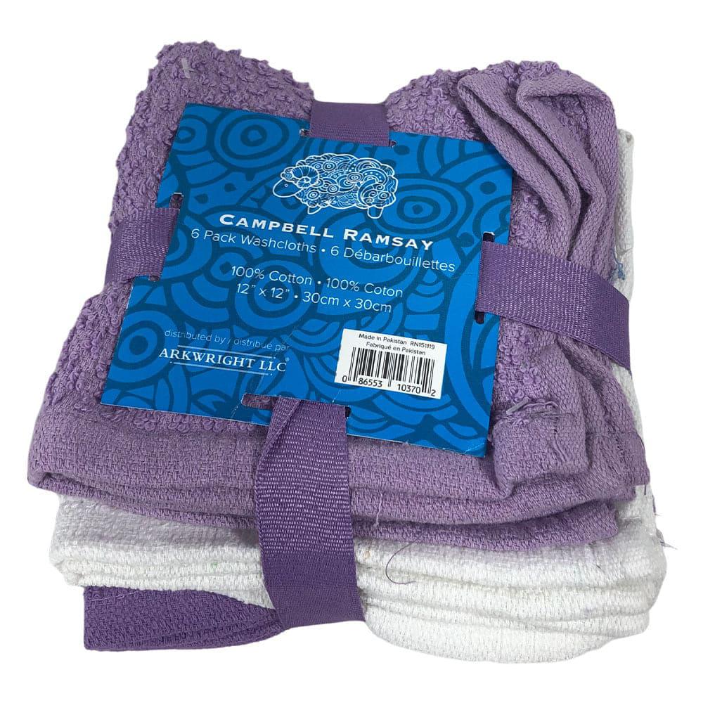 Campbell Ramsay Washcloth Sets, 6-Pack Sets, Cotton, 12x12 in