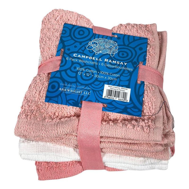 Campbell Ramsay Washcloth Sets, 6-Pack Sets, Cotton, 12x12 in