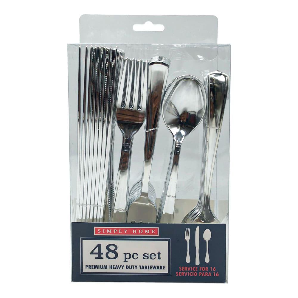 Set Cubiertos Desechables Color Plata