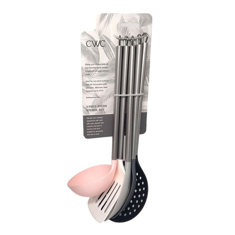 Set Utensilios De Cocina Kit X 5 Nylon Espatula Cucharon