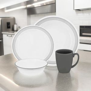 Vajilla de Vidrio Corelle Mystic Gray 16 Piezas