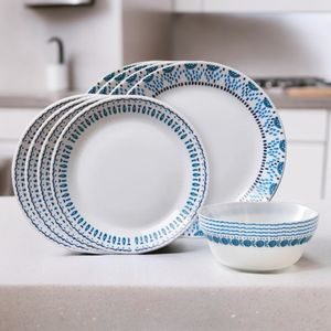 Vajilla de Vidrio Corelle Azure Medallion de 12 Piezas